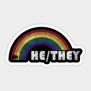 Grunge LGBT+ Pride - He/They Pronouns Sticker